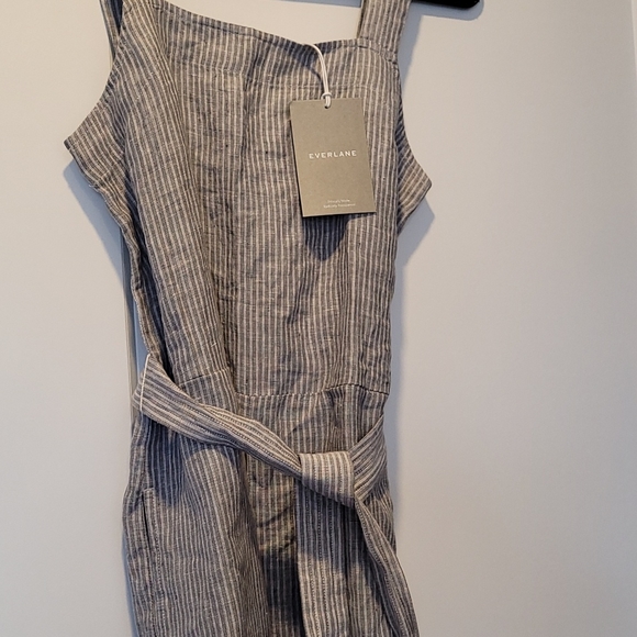 Everlane Grey and White stripe linen jumpsuit - Picture 5 of 10